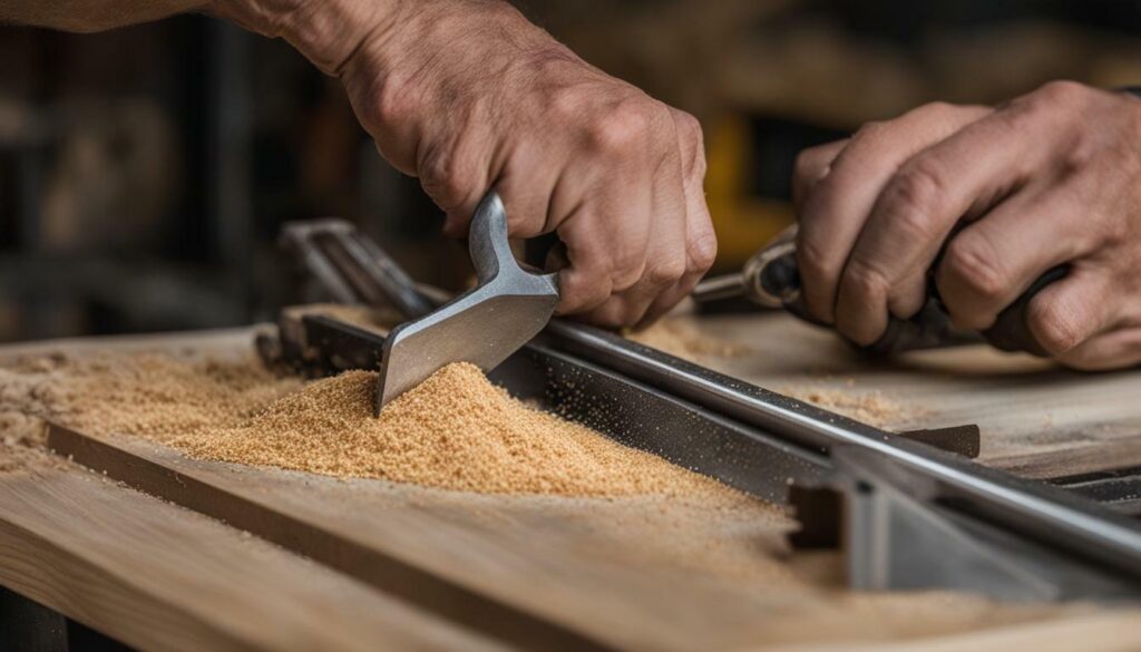 Woodworking tools being maintained